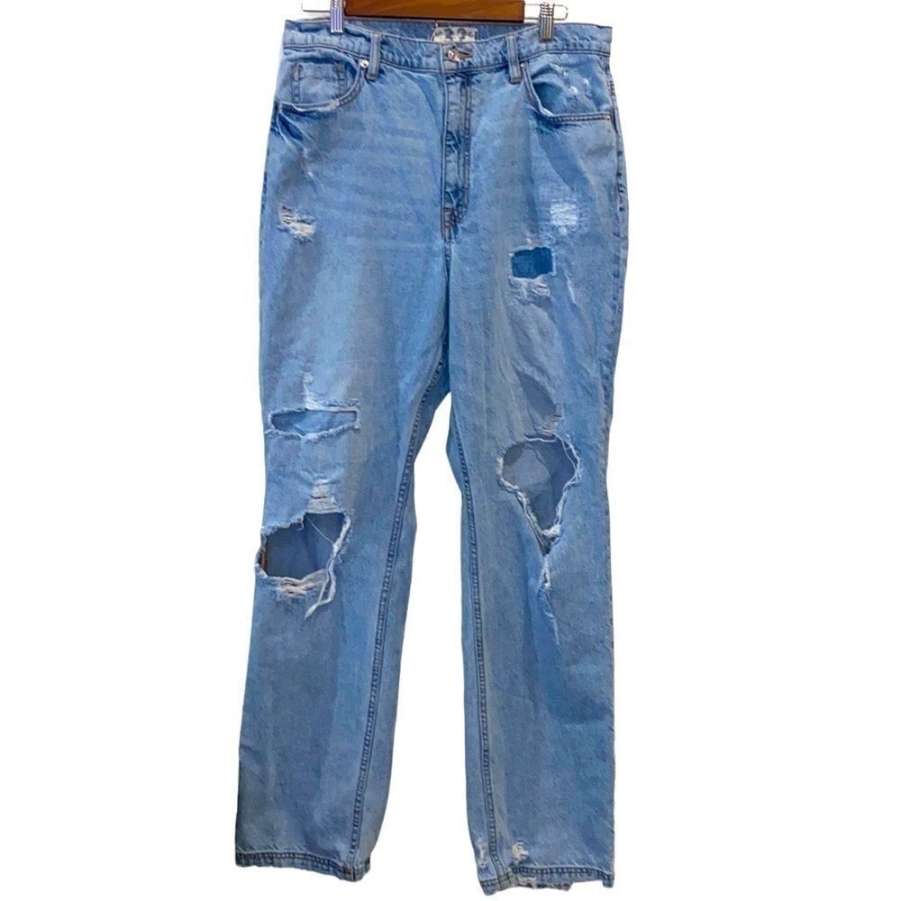We The Free Free People Crvy Collection 32 Destroyed Distressed Denim Jeans  